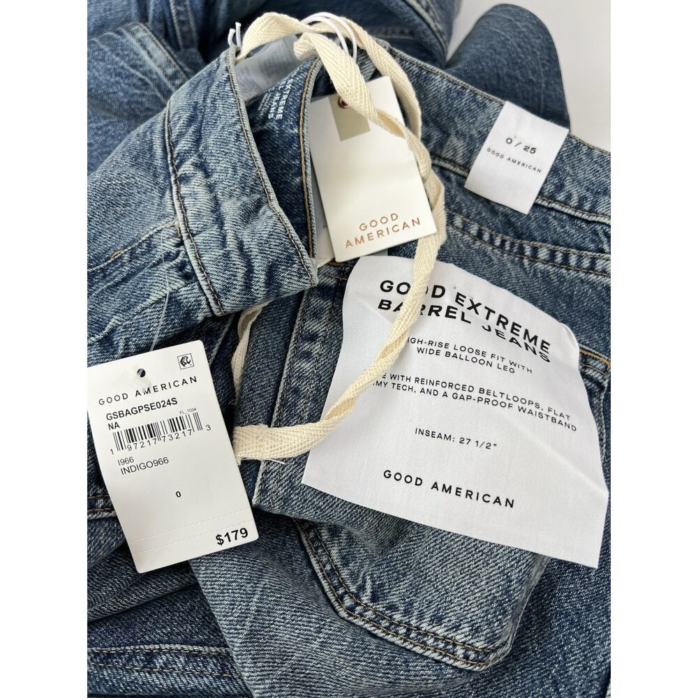 Good American / GOOD EXTREME BARREL JEANS Indigo Women’s Size 0 / 25 New - Picture 8 of 8